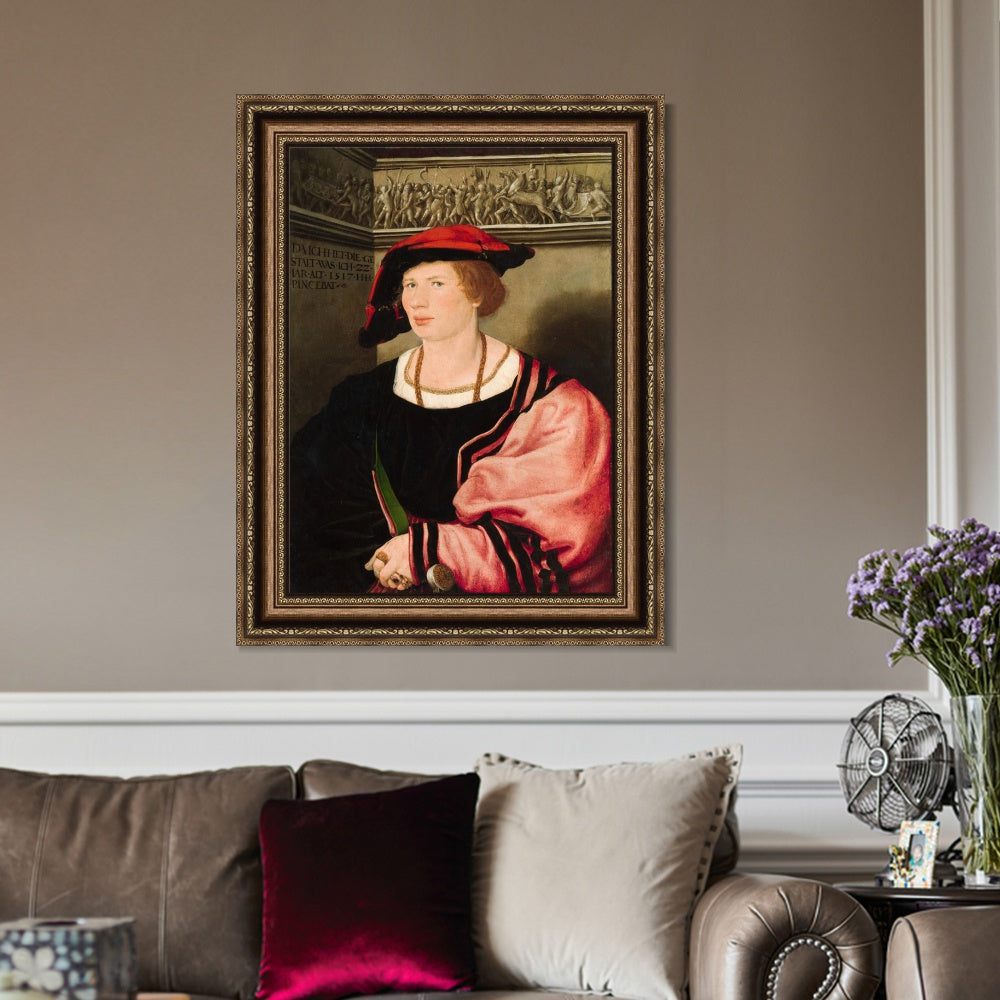 INVIN ART Framed Canvas Art Giclee Print Portrait of Benedikt von Hertenstein by Hans Holbein the Younger Wall Art