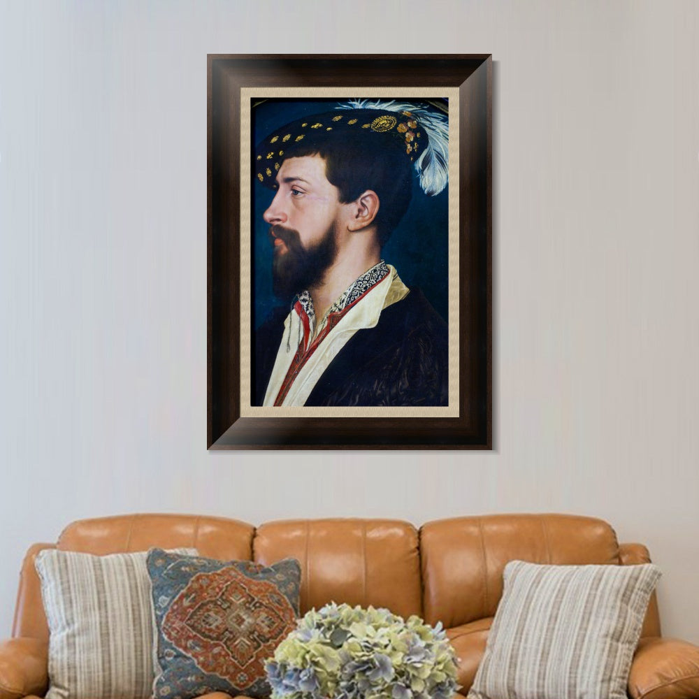 INVIN ART Framed Canvas Art Giclee Print PORTRAIT OF THE ENGLISH ADLIGEN SIR NICHOLAS POYNTZ by Hans Holbein the Younger Wall Art