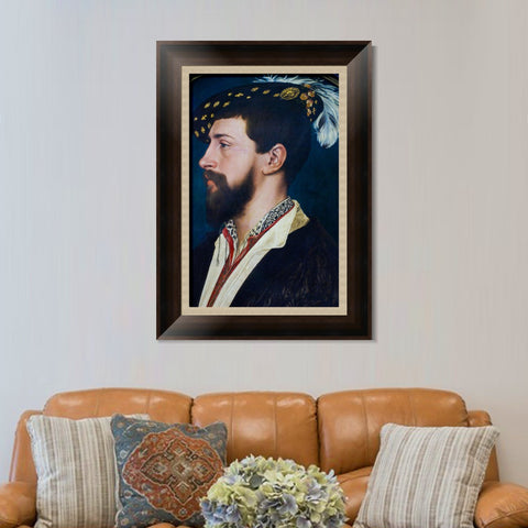 INVIN ART Framed Canvas Art Giclee Print PORTRAIT OF THE ENGLISH ADLIGEN SIR NICHOLAS POYNTZ by Hans Holbein the Younger Wall Art Living Room Home Office Decorations