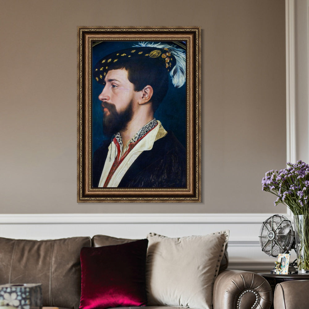 INVIN ART Framed Canvas Art Giclee Print PORTRAIT OF THE ENGLISH ADLIGEN SIR NICHOLAS POYNTZ by Hans Holbein the Younger Wall Art