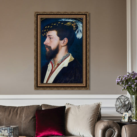 INVIN ART Framed Canvas Art Giclee Print PORTRAIT OF THE ENGLISH ADLIGEN SIR NICHOLAS POYNTZ by Hans Holbein the Younger Wall Art Living Room Home Office Decorations