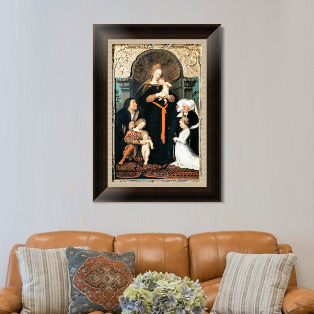 INVIN ART Framed Canvas Art Giclee Print Darmstadt Madonna by Hans Holbein the Younger Wall Art