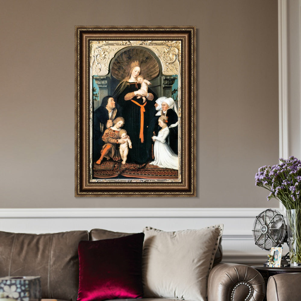 INVIN ART Framed Canvas Art Giclee Print Darmstadt Madonna by Hans Holbein the Younger Wall Art