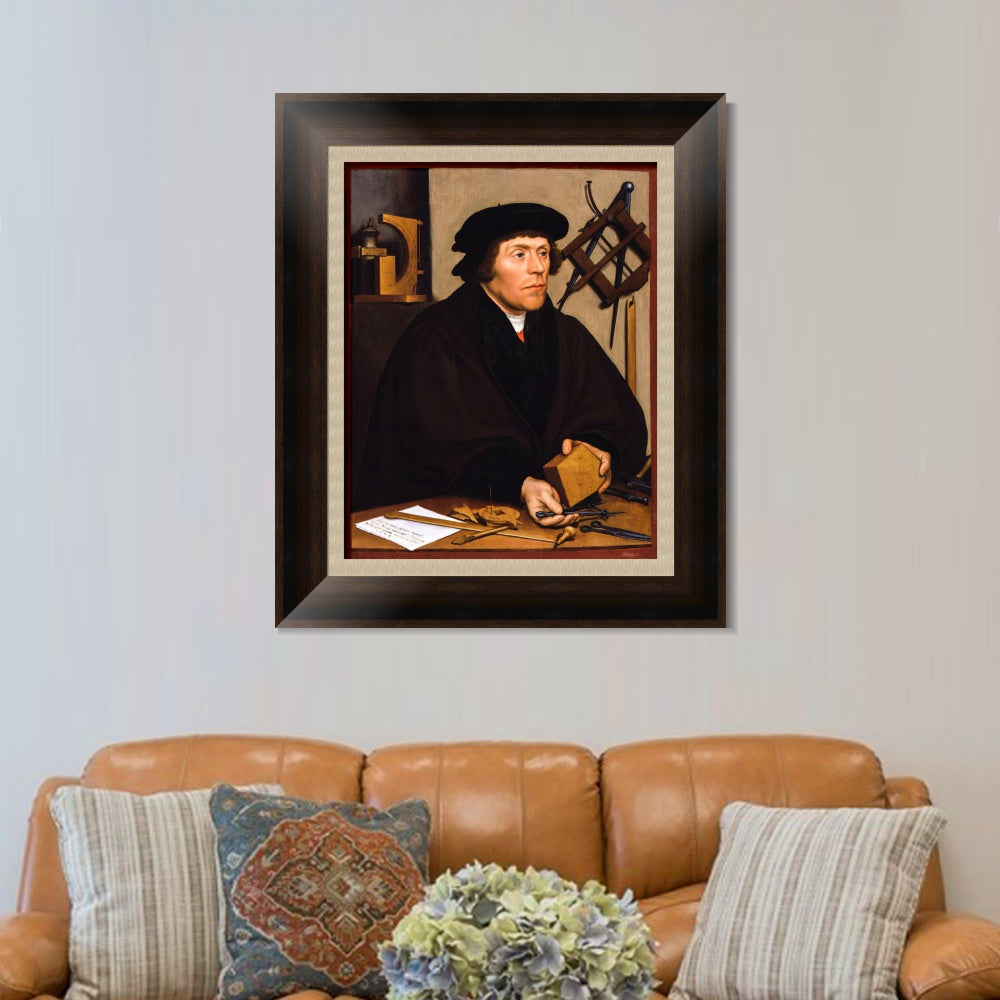 INVIN ART Framed Canvas Art Giclee Print Portrait of Nikolaus Kratzer by Hans Holbein the Younger Wall Art
