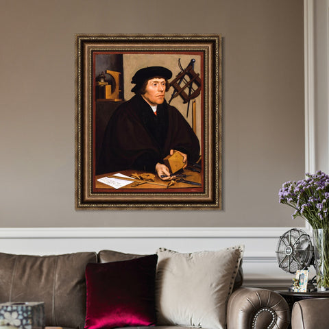 INVIN ART Framed Canvas Art Giclee Print Portrait of Nikolaus Kratzer by Hans Holbein the Younger Wall Art Living Room Home Office Decorations
