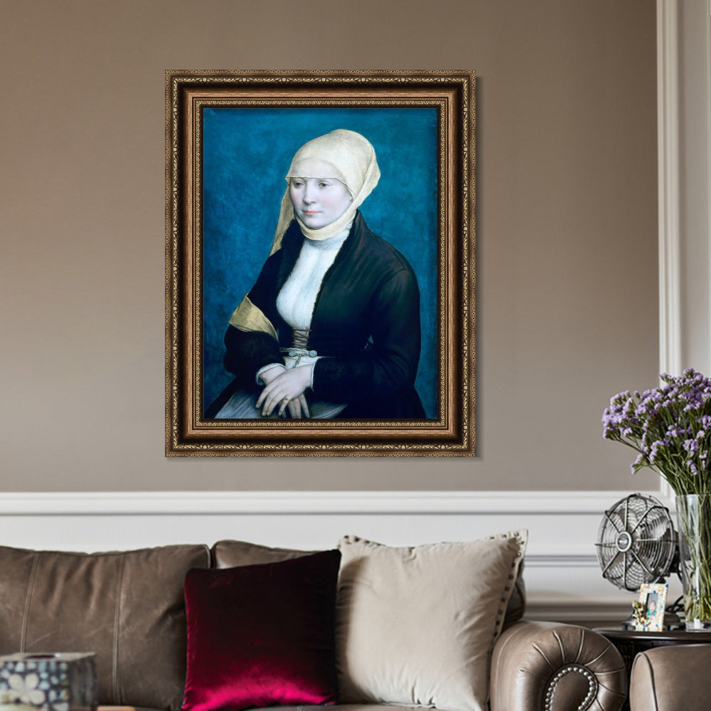 INVIN ART Framed Canvas Art Giclee Print Presumed Portrait of the Artists Wife by Hans Holbein the Younger Wall Art