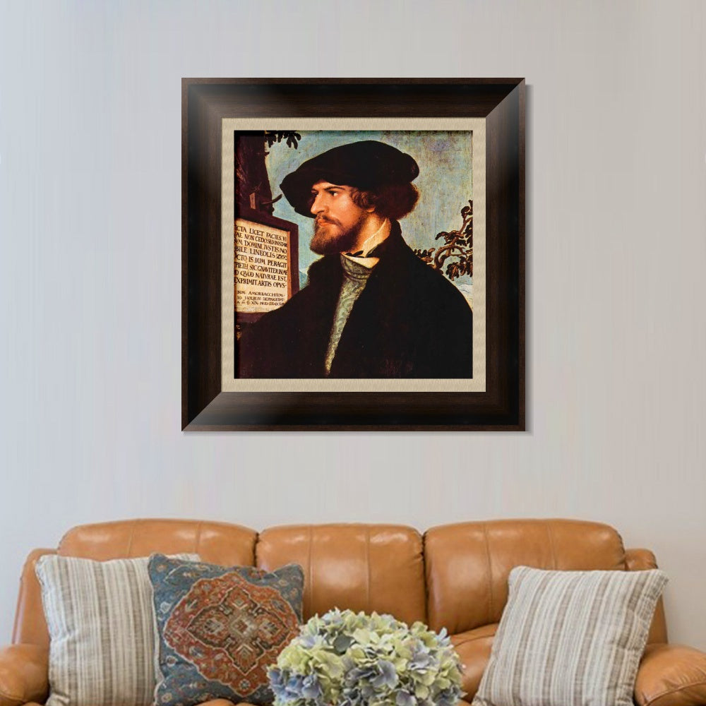 INVIN ART Framed Canvas Art Giclee Print Portrait of Bonifacius Amerbach by Hans Holbein the Younger Wall Art