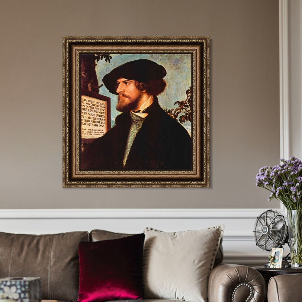 INVIN ART Framed Canvas Art Giclee Print Portrait of Bonifacius Amerbach by Hans Holbein the Younger Wall Art