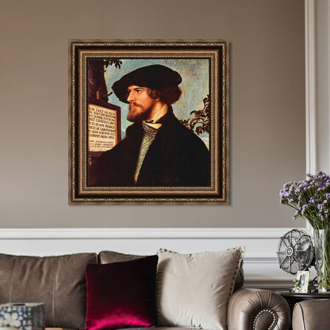 INVIN ART Framed Canvas Art Giclee Print Portrait of Bonifacius Amerbach by Hans Holbein the Younger Wall Art Living Room Home Office Decorations