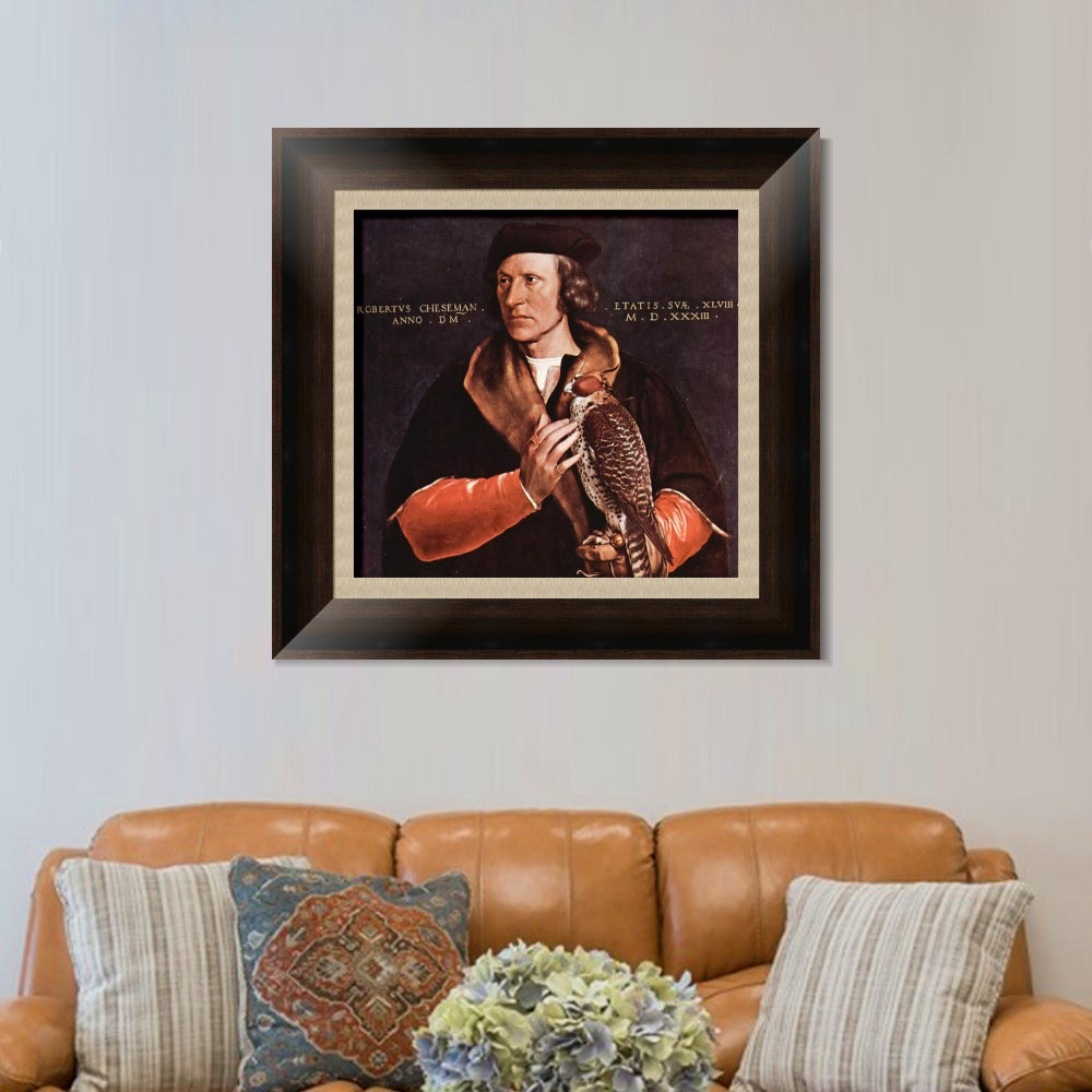 INVIN ART Framed Canvas Art Giclee Print Portrait of Robert Cheseman by Hans Holbein the Younger Wall Art