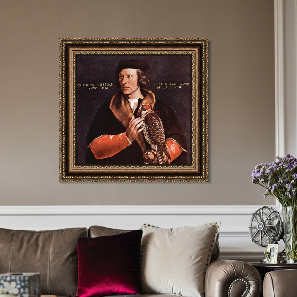INVIN ART Framed Canvas Art Giclee Print Portrait of Robert Cheseman by Hans Holbein the Younger Wall Art