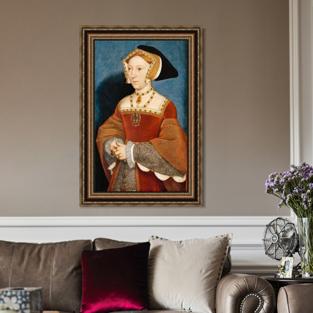 INVIN ART Framed Canvas Art Giclee Print Jane Seymour by Hans Holbein the Younger Wall Art
