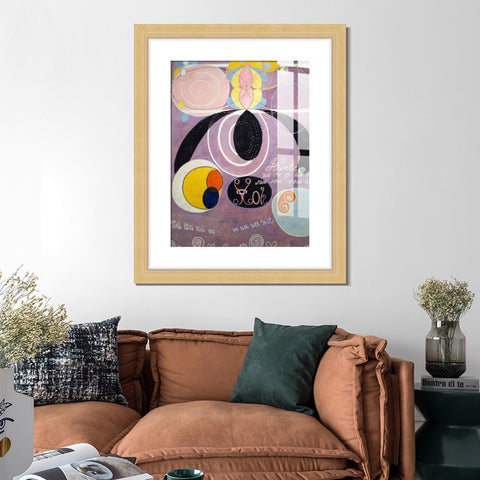 INVIN ART Framed Canvas Giclee Print Art Adulthood No 6 by Hilma Af Klint Wall Art Living Room Home Office Decorations