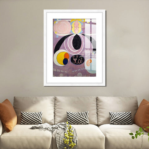 INVIN ART Framed Canvas Giclee Print Art Adulthood No 6 by Hilma Af Klint Wall Art Living Room Home Office Decorations