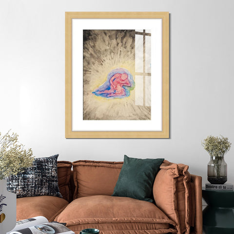 INVIN ART Framed Canvas Giclee Print Art Barnet Och Modern by Hilma Af Klint Wall Art Living Room Home Office Decorations