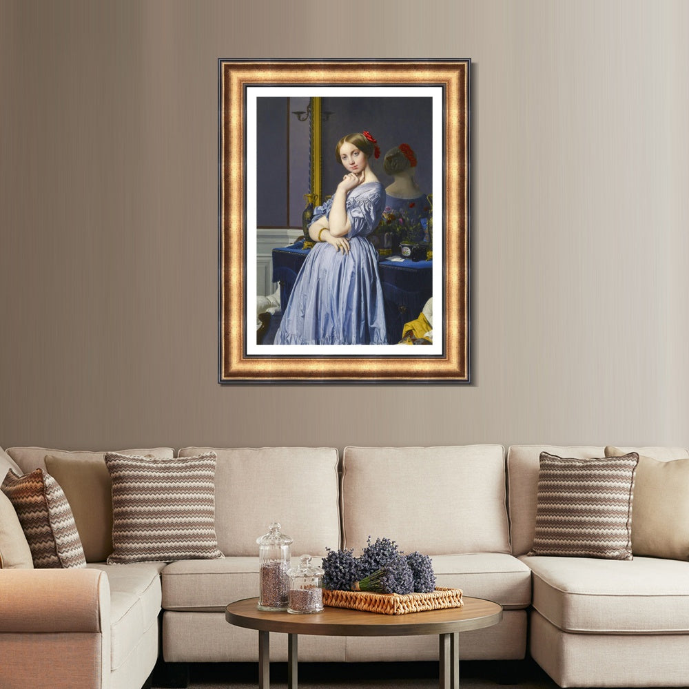 INVIN ART Framed Canvas Art Giclee Print Comtesse d'Haussonville by Jean Auguste Dominique Ingres Wall Art