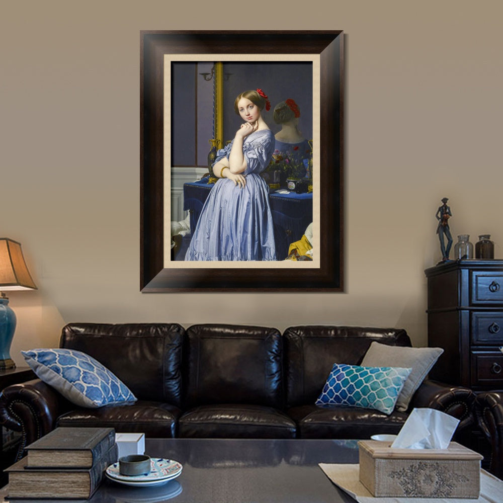INVIN ART Framed Canvas Art Giclee Print Comtesse d'Haussonville by Jean Auguste Dominique Ingres Wall Art