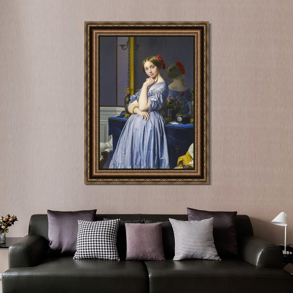 INVIN ART Framed Canvas Art Giclee Print Comtesse d'Haussonville by Jean Auguste Dominique Ingres Wall Art