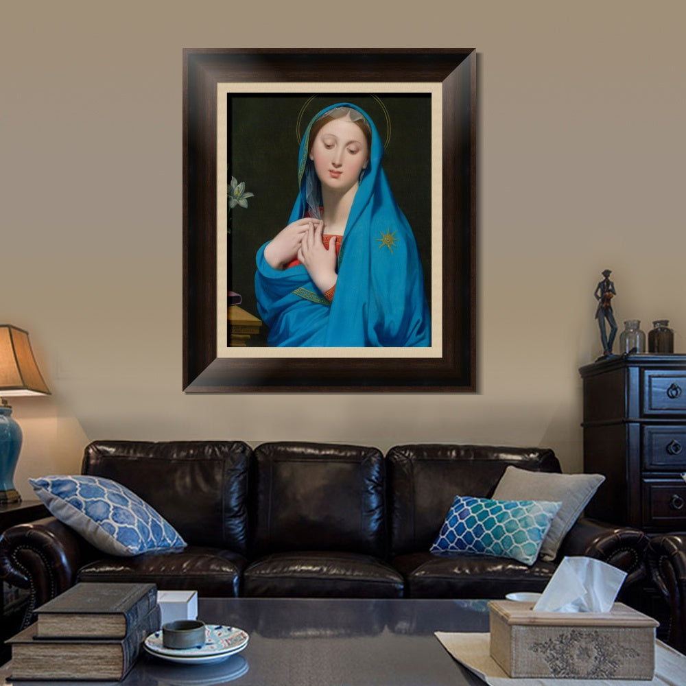 INVIN ART Framed Canvas Art Giclee Print Virgin of The Adoption by Jean Auguste Dominique Ingres Wall Art