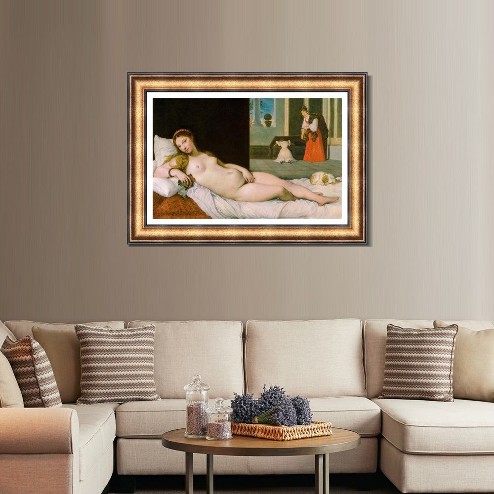 INVIN ART Framed Canvas Art Giclee Print Reclining Venus by Jean Auguste Dominique Ingres Wall Art