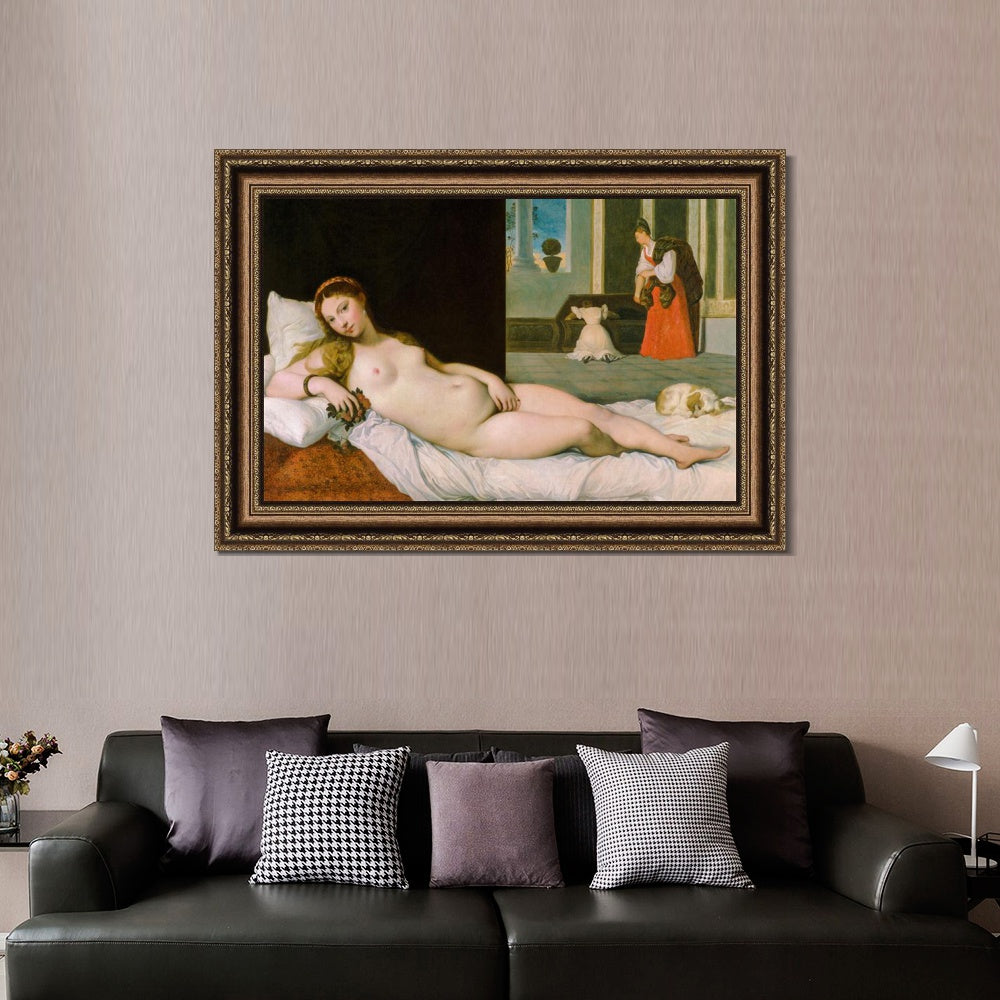 INVIN ART Framed Canvas Art Giclee Print Reclining Venus by Jean Auguste Dominique Ingres Wall Art