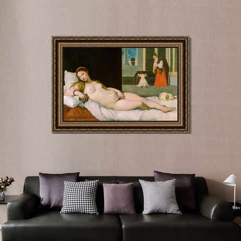 INVIN ART Framed Canvas Art Giclee Print Reclining Venus by Jean Auguste Dominique Ingres Wall Art Living Room Home Office Decorations