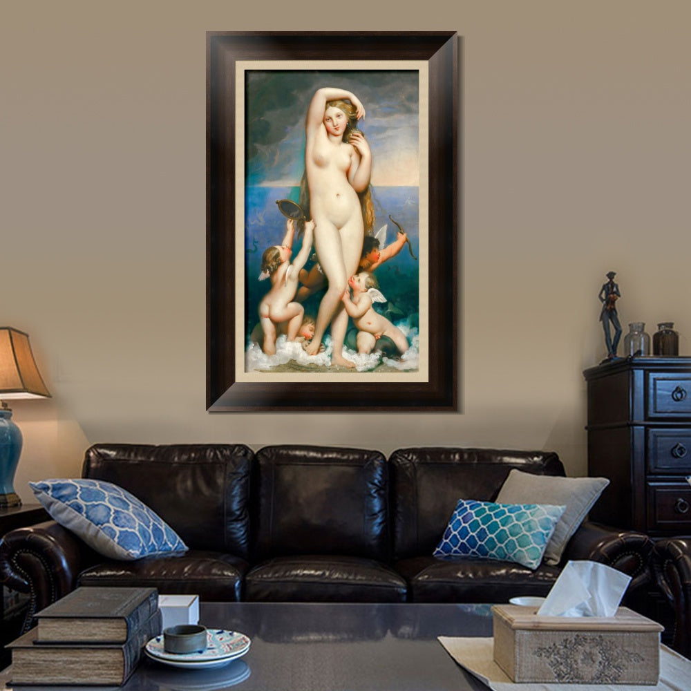 INVIN ART Framed Canvas Art Giclee Print Venus Anadyomene by Jean Auguste Dominique Ingres Wall Art