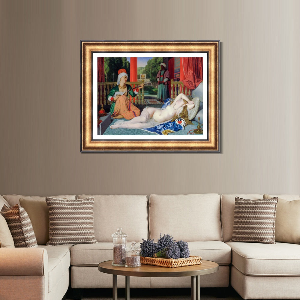 INVIN ART Framed Canvas Art Giclee Print Odalisque with a Slave by Jean Auguste Dominique Ingres Wall Art