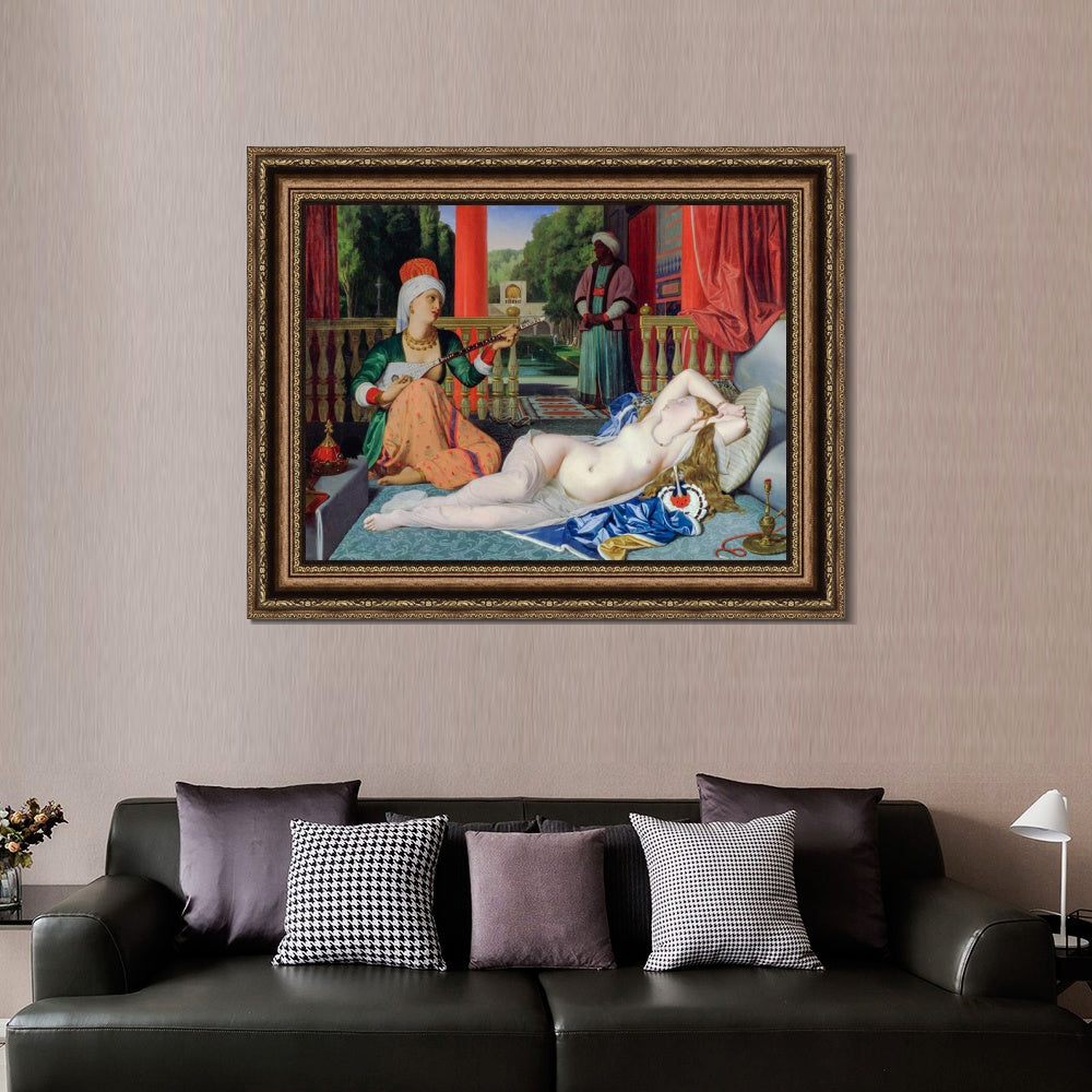 INVIN ART Framed Canvas Art Giclee Print Odalisque with a Slave by Jean Auguste Dominique Ingres Wall Art