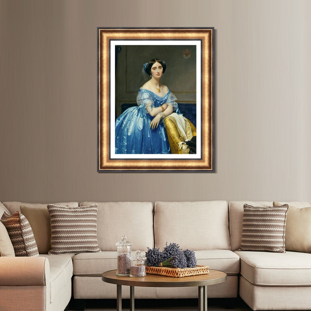 INVIN ART Framed Canvas Art Giclee Print Portrait Of The Princess Albert De Broglie,1853 by Jean Auguste Dominique Ingres Wall Art