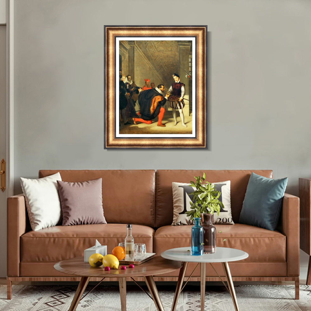 INVIN ART Framed Canvas Art Giclee Print Don Pedro de Toledo kissing the Sword of Henri IV in 1832 by Jean Auguste Dominique Ingres Wall Art