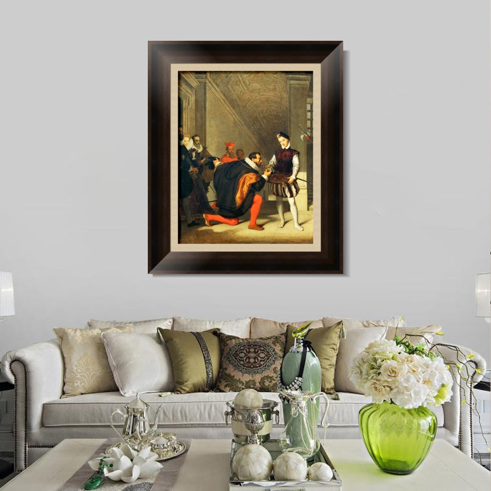 INVIN ART Framed Canvas Art Giclee Print Don Pedro de Toledo kissing the Sword of Henri IV in 1832 by Jean Auguste Dominique Ingres Wall Art