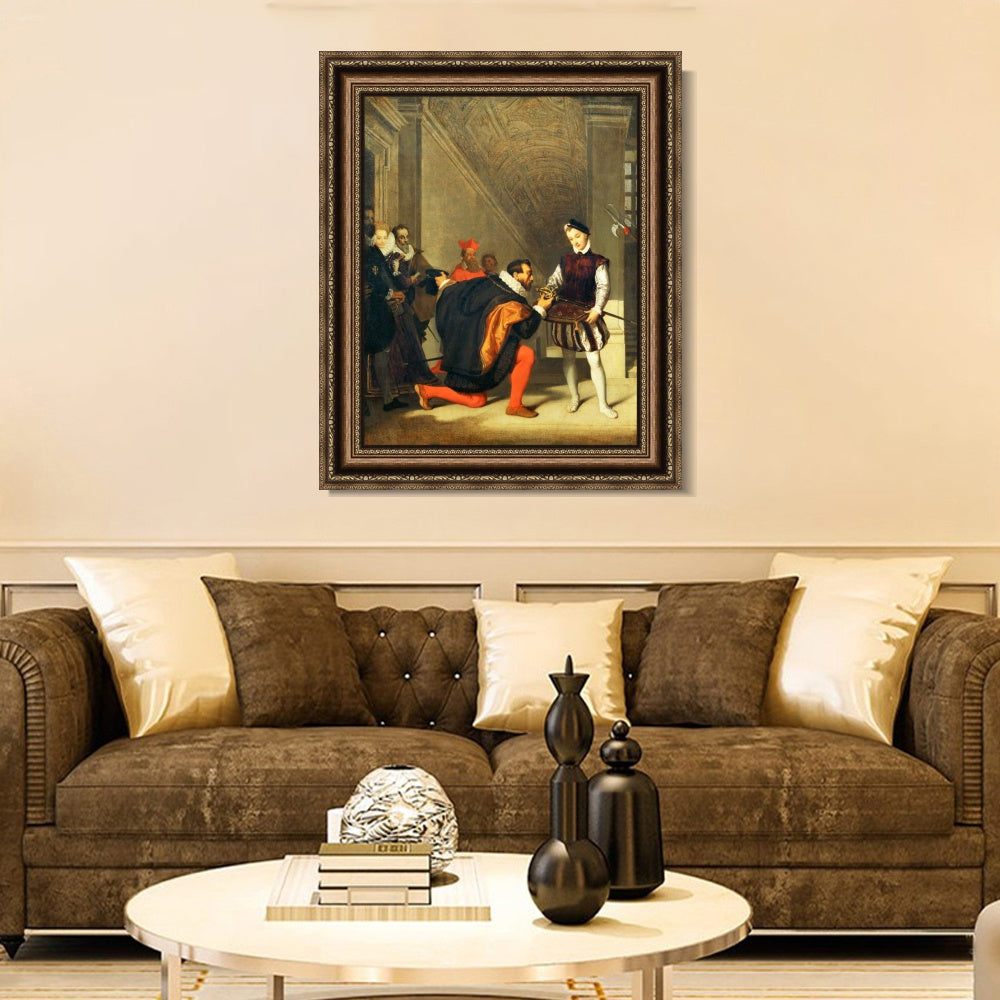 INVIN ART Framed Canvas Art Giclee Print Don Pedro de Toledo kissing the Sword of Henri IV in 1832 by Jean Auguste Dominique Ingres Wall Art