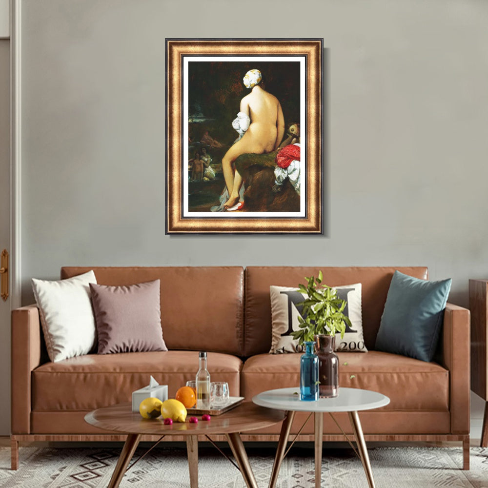 INVIN ART Framed Canvas Art Giclee Print La Grande Baigneuse by Jean Auguste Dominique Ingres Wall Art Living Room Home Office Decorations
