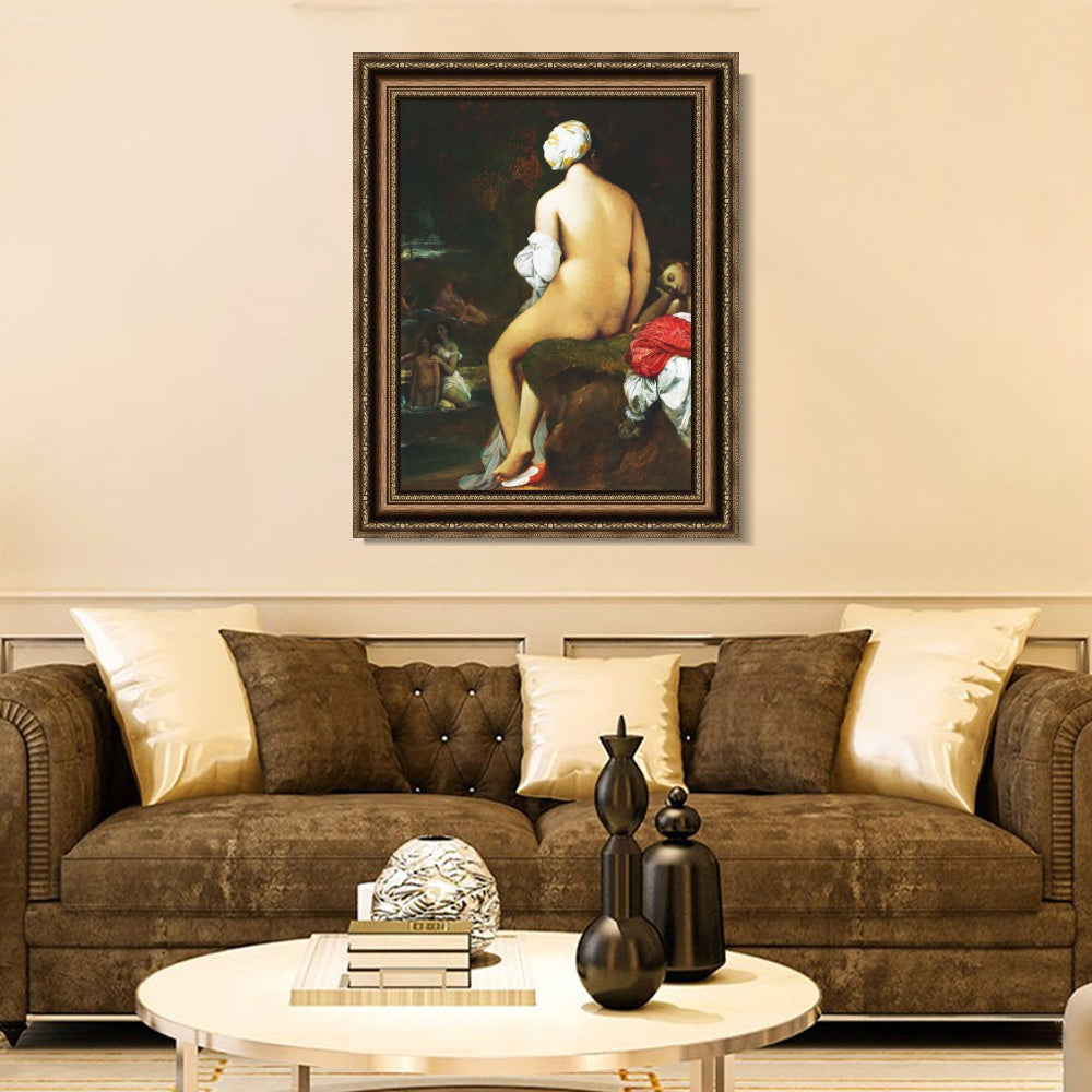 INVIN ART Framed Canvas Art Giclee Print La Grande Baigneuse by Jean Auguste Dominique Ingres Wall Art Living Room Home Office Decorations