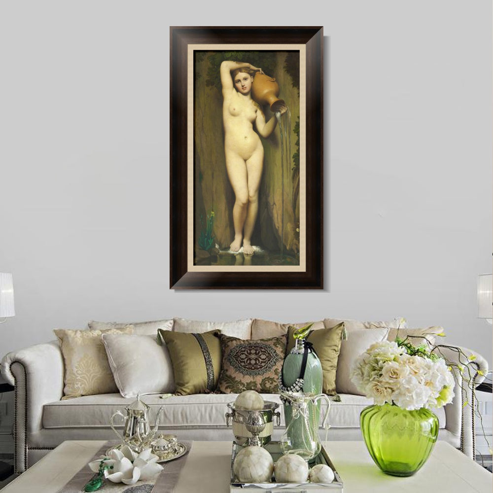 INVIN ART Framed Canvas Art Giclee Print The Source by Jean Auguste Dominique Ingres Wall Art