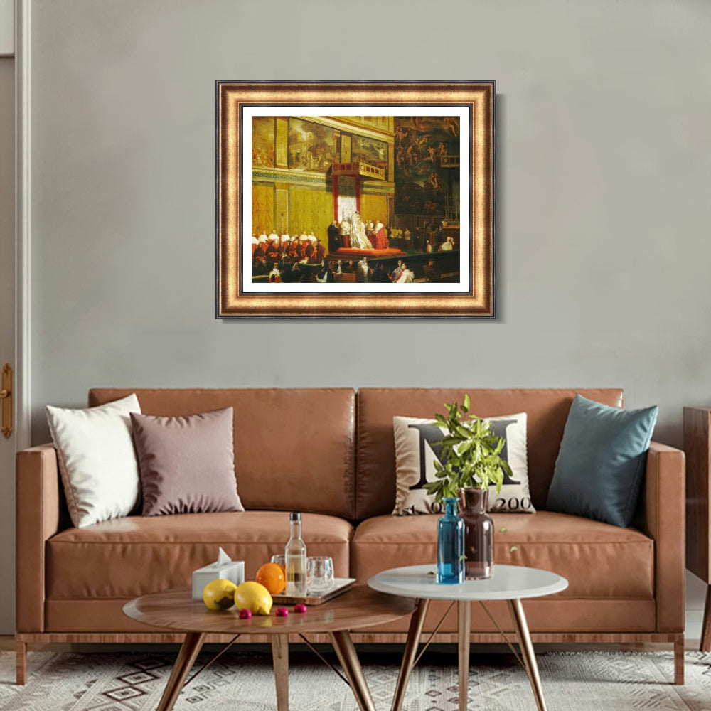 INVIN ART Framed Canvas Art Giclee Print Pope Pius VII in the Sistine Chapel by Jean Auguste Dominique Ingres Wall Art