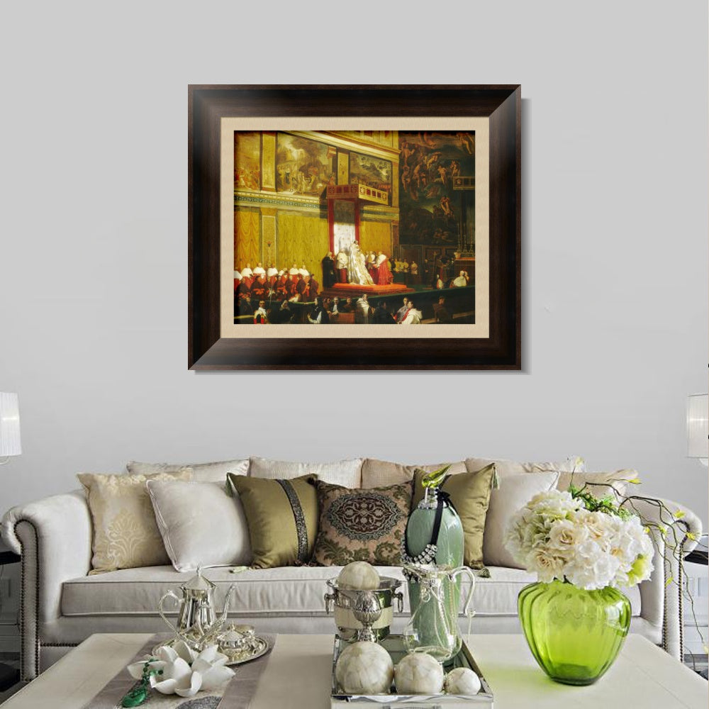 INVIN ART Framed Canvas Art Giclee Print Pope Pius VII in the Sistine Chapel by Jean Auguste Dominique Ingres Wall Art