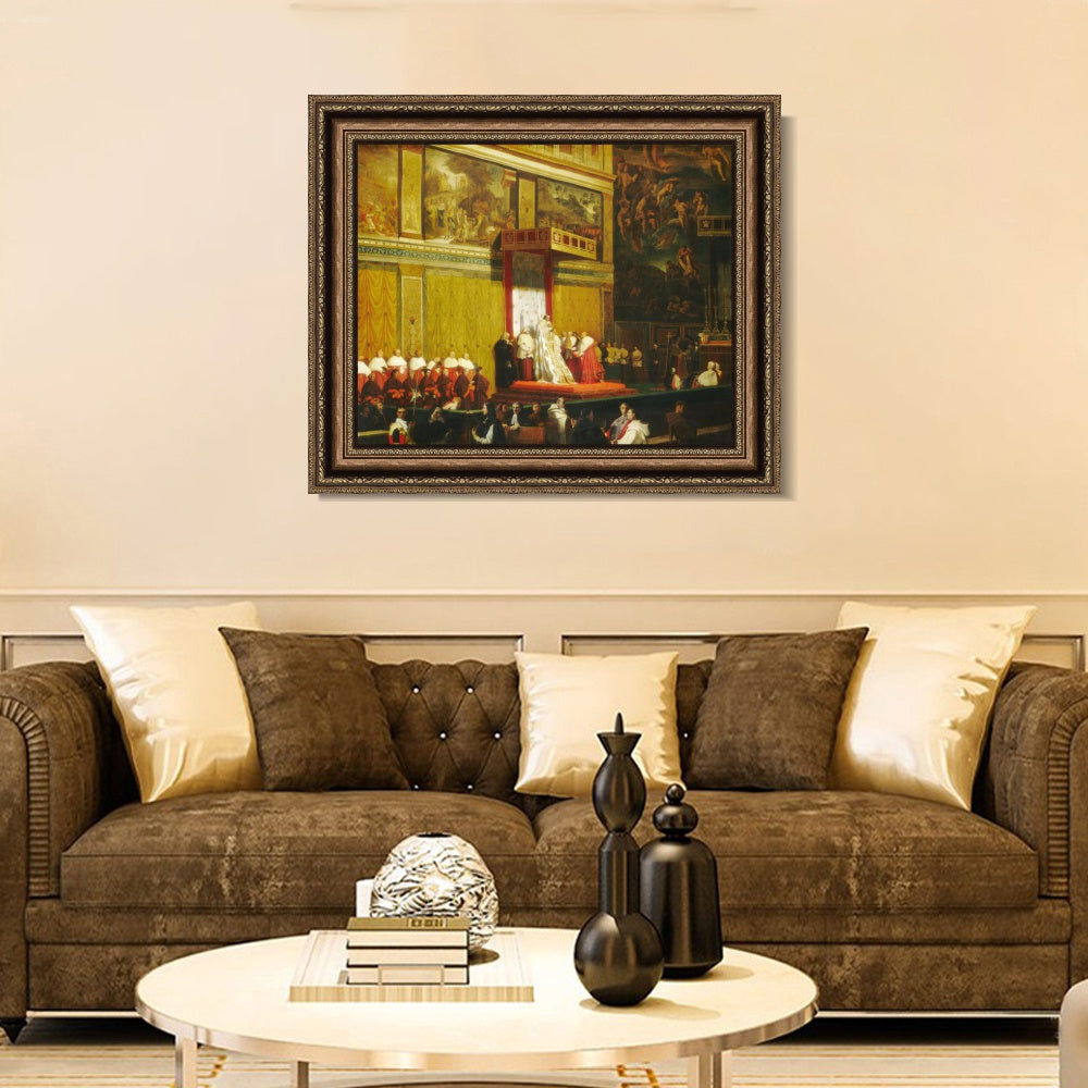 INVIN ART Framed Canvas Art Giclee Print Pope Pius VII in the Sistine Chapel by Jean Auguste Dominique Ingres Wall Art