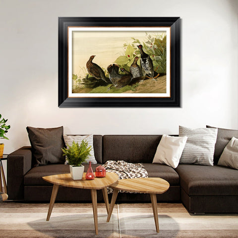 INVIN ART Framed Canvas Art Giclee Print Spotted_Grous by John James Audubon Living Room Home Office
