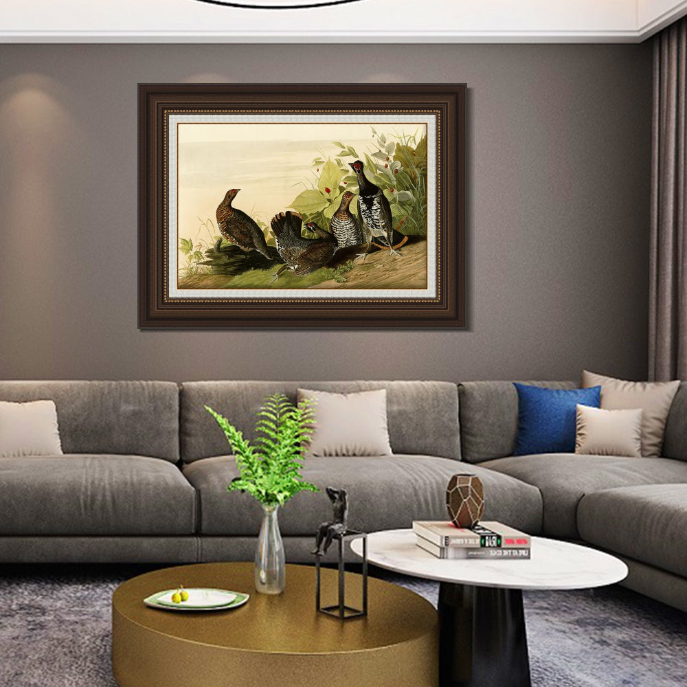 INVIN ART Framed Canvas Art Giclee Print Spotted_Grous by John James Audubon  Home Office