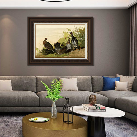 INVIN ART Framed Canvas Art Giclee Print Spotted_Grous by John James Audubon Living Room Home Office