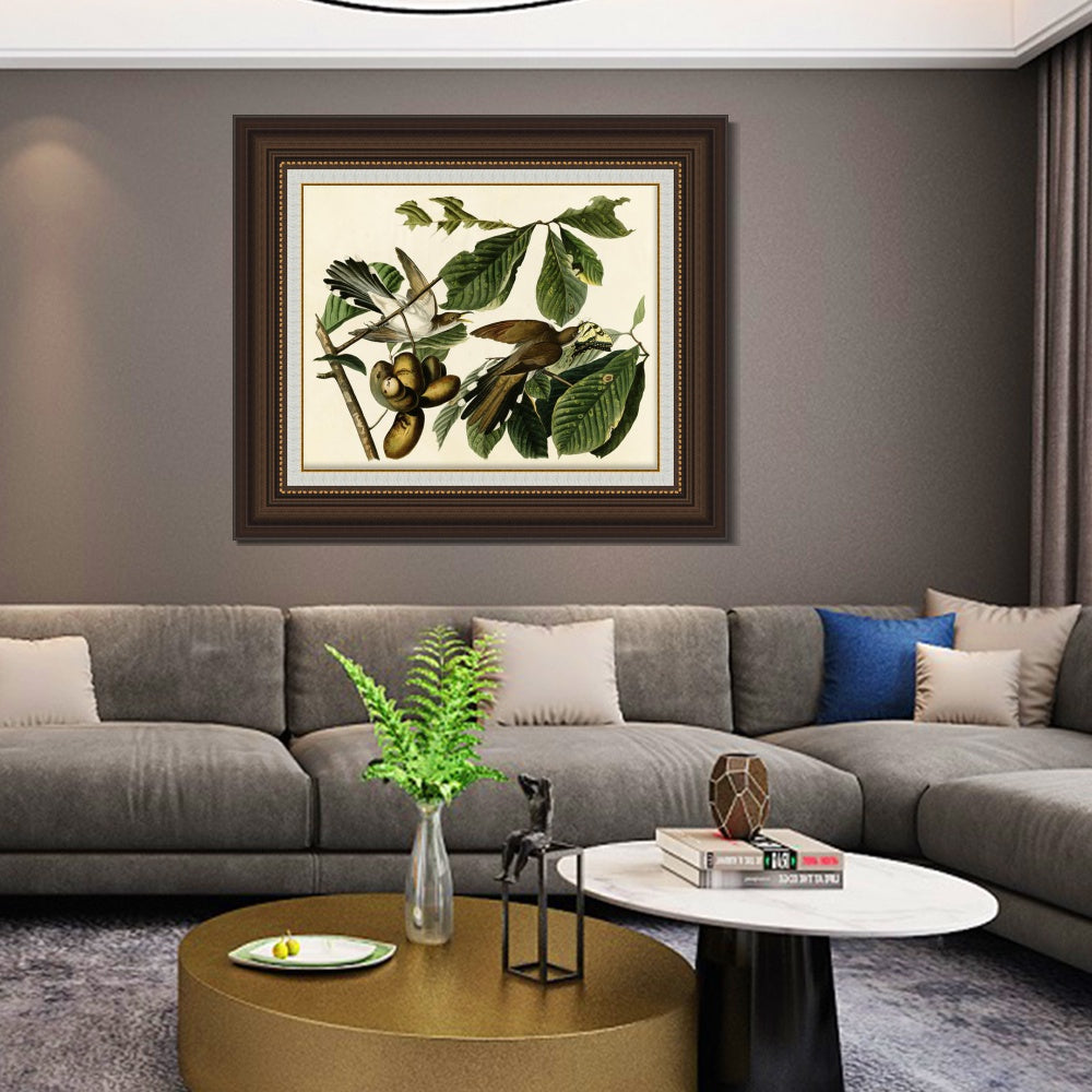 INVIN ART Framed Canvas Art Giclee Print Yellow Billed Cuckoo by John James Audubon  Home Office Wall Art Decorations