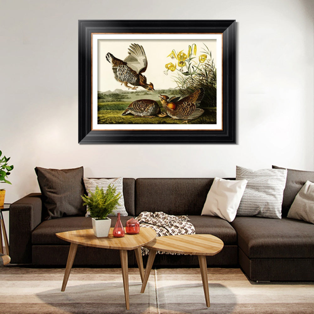 INVIN ART Framed Canvas Art Giclee Print Pinnated Grous by John James Audubon  Home Office Wall Art Decorations