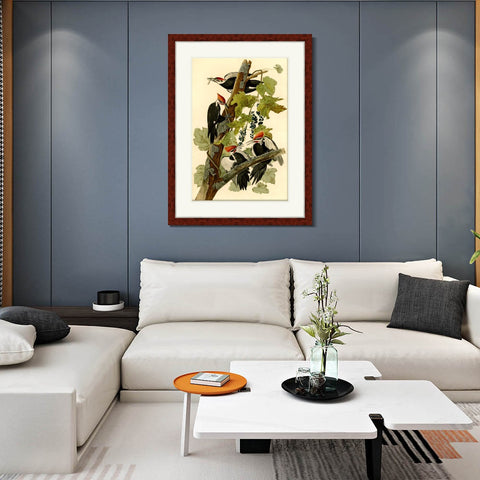 INVIN ART Framed Canvas Art Giclee Print Pileated Woodpecker by John James Audubon Living Room Home Office Wall Art Decorations