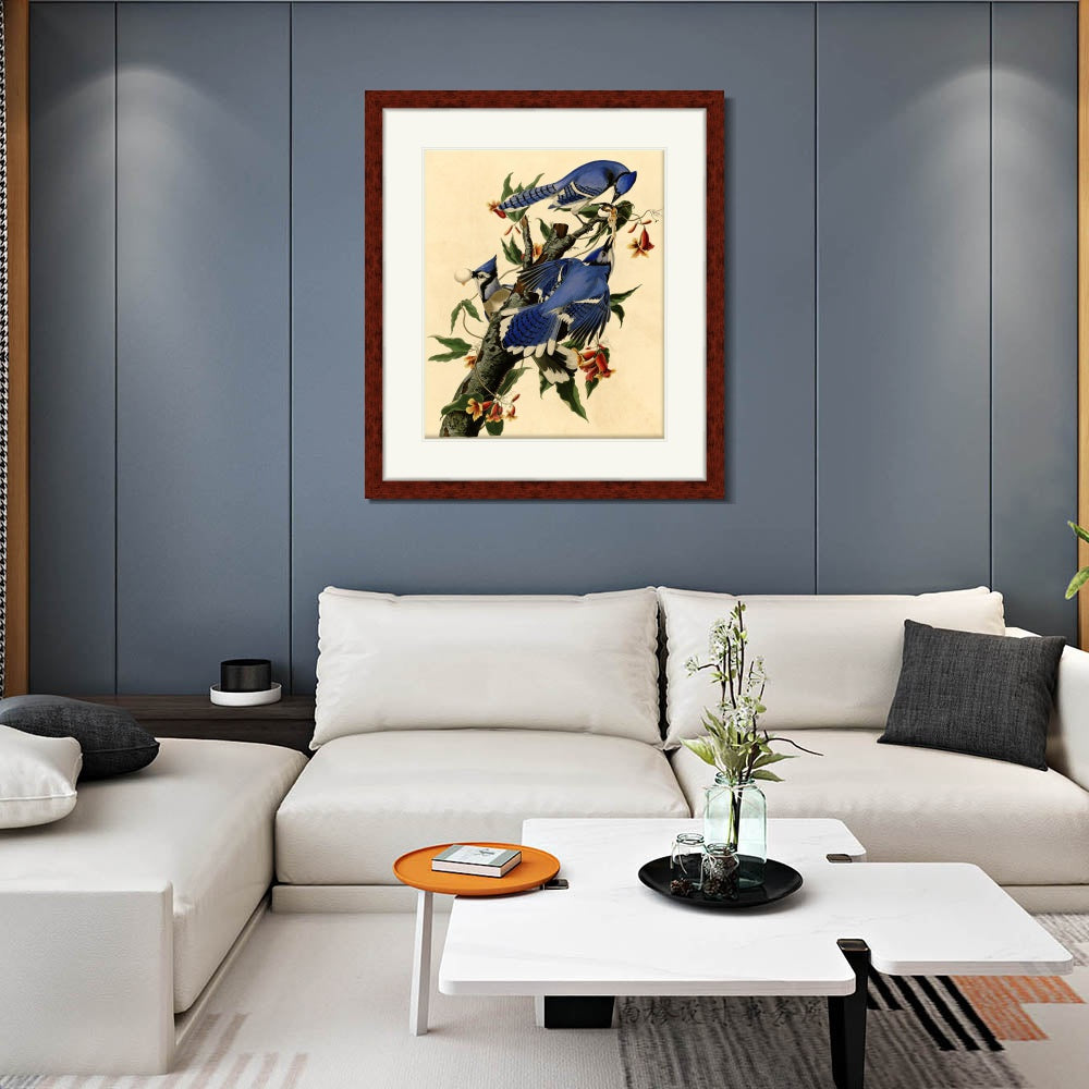 INVIN ART Framed Canvas Art Giclee Print Blue Jay by John James Audubon  Home Office Wall Art Decorations