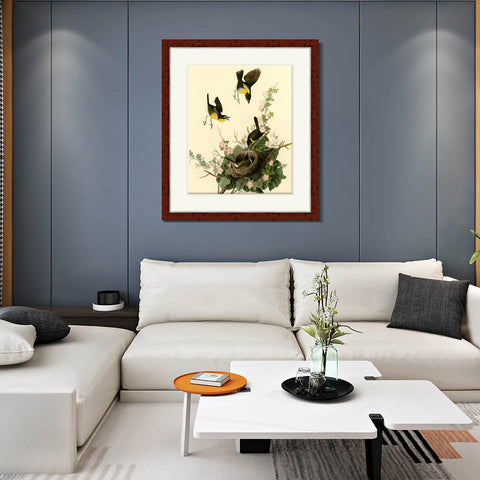 INVIN ART Framed Canvas Art Giclee Print Yellow Breasted Chat by John James Audubon Living Room Home Office Wall Art Decorations