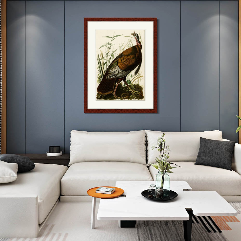 INVIN ART Framed Canvas Art Giclee Print Wild Turkey by John James Audubon  Home Office Wall Art Decorations