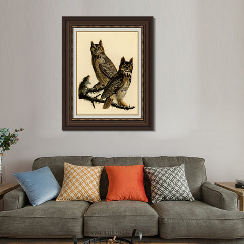 INVIN ART Framed Canvas Art Giclee Print Great Horned Owl by John James Audubon Living Room Home Office Wall Art Decorations