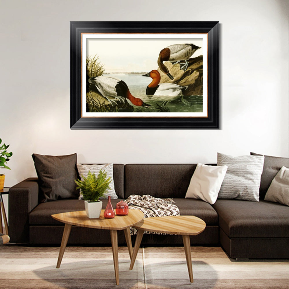 INVIN ART Framed Canvas Art Giclee Print Backed Duck by John James Audubon  Home Office Wall Art Decorations